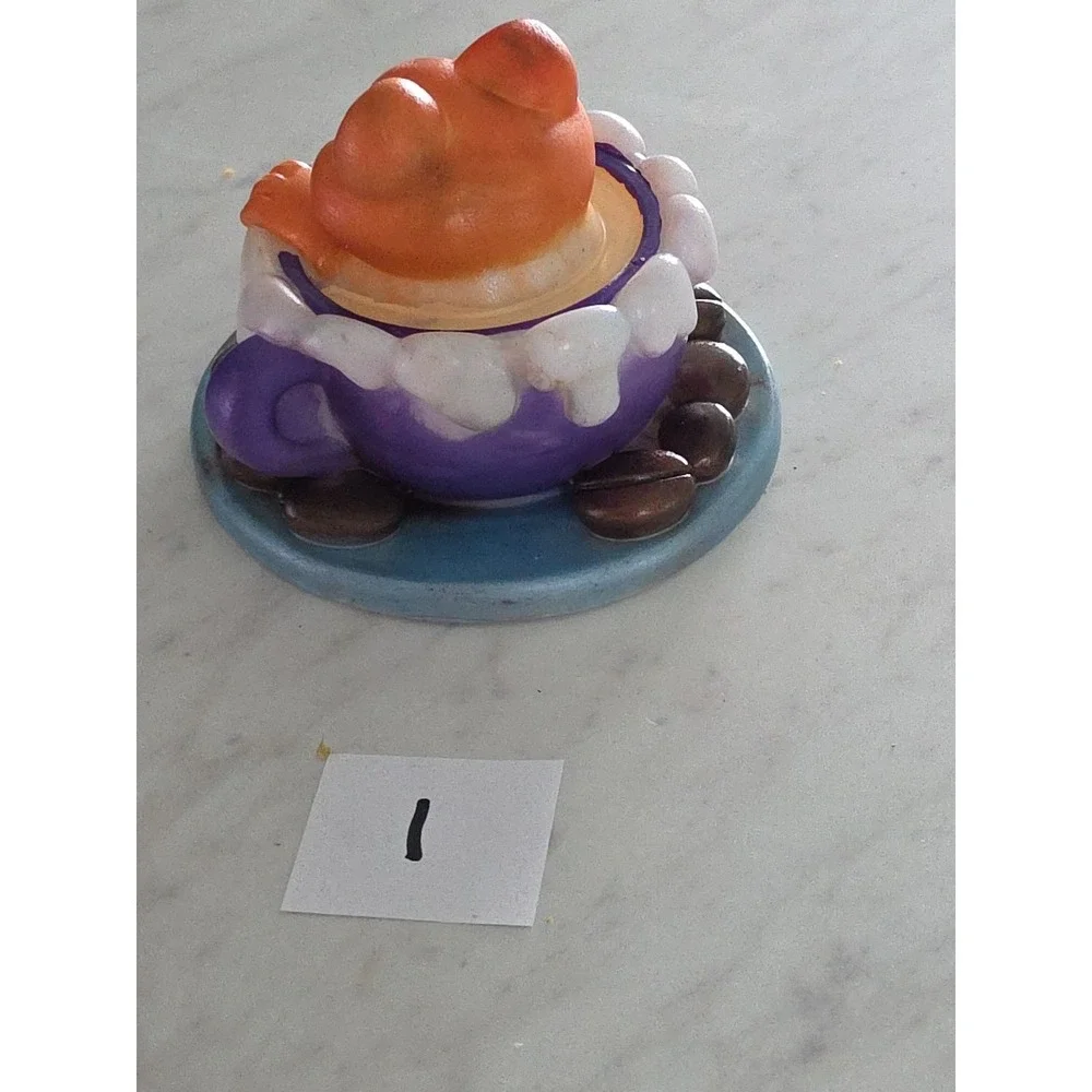 Handmade Resin Frog In A Cup With Coffee Beans Decoration